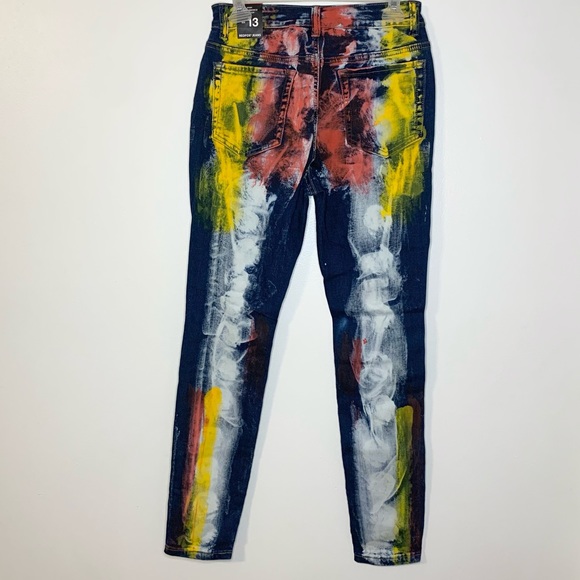 Redfox High Rise Destroyed Painted Skinny Jeans 13 - Picture 2 of 13